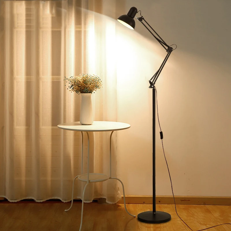 Long arm folding floor lamp simple LED fishing light remote control creative Nordic living room bedroom study vertical desk lamp