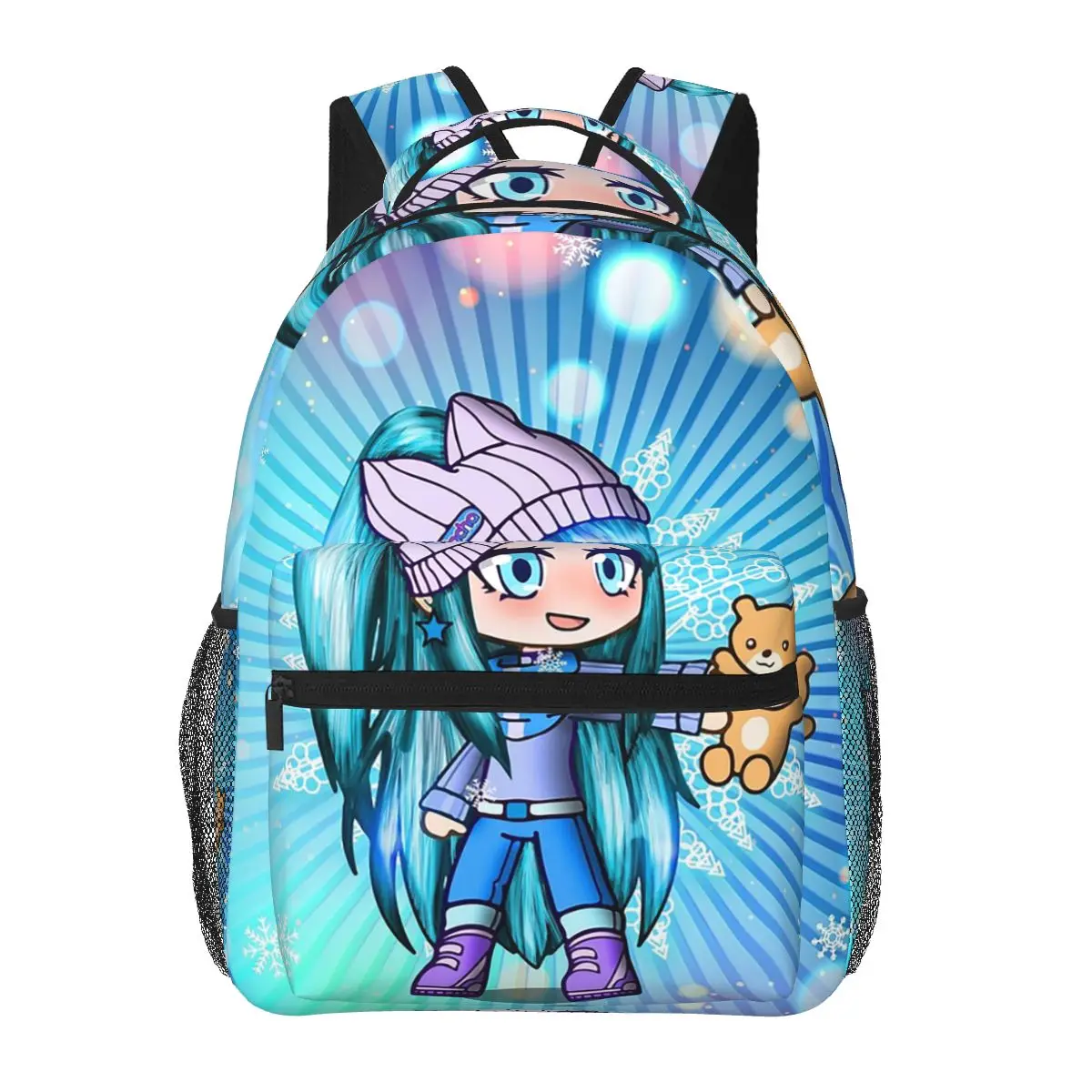 حقيبة ظهر شتوية من Gacha Life مع تيدي بير، حقيبة ظهر ذات سعة كبيرة للأولاد والبنات، حقيبة كتب مدرسية، حقائب كتف للرجال والنساء