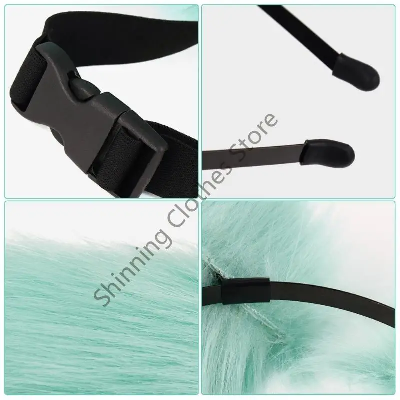 M68A Wolf Ears Headband with Tail Foxes Wolf Ears and Tail Set Halloween Cosplay Party Foxes Costume Accessories Kid Adult