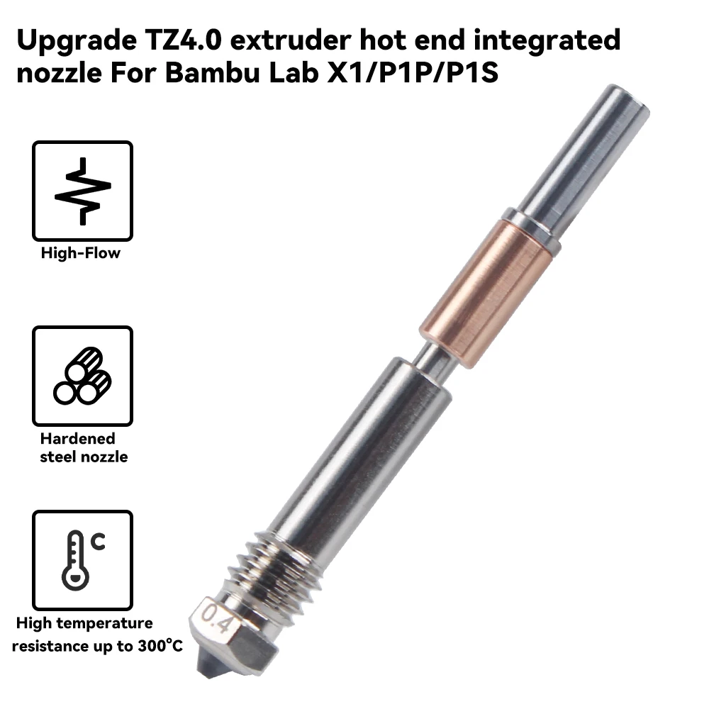 

New Hotend Integrated Nozzle For Bambu Lab P1P X1C P1S X1 X1E V4.0 Upgrade 3D Printing Parts for bambulab 4.0 Upgrade Hotend