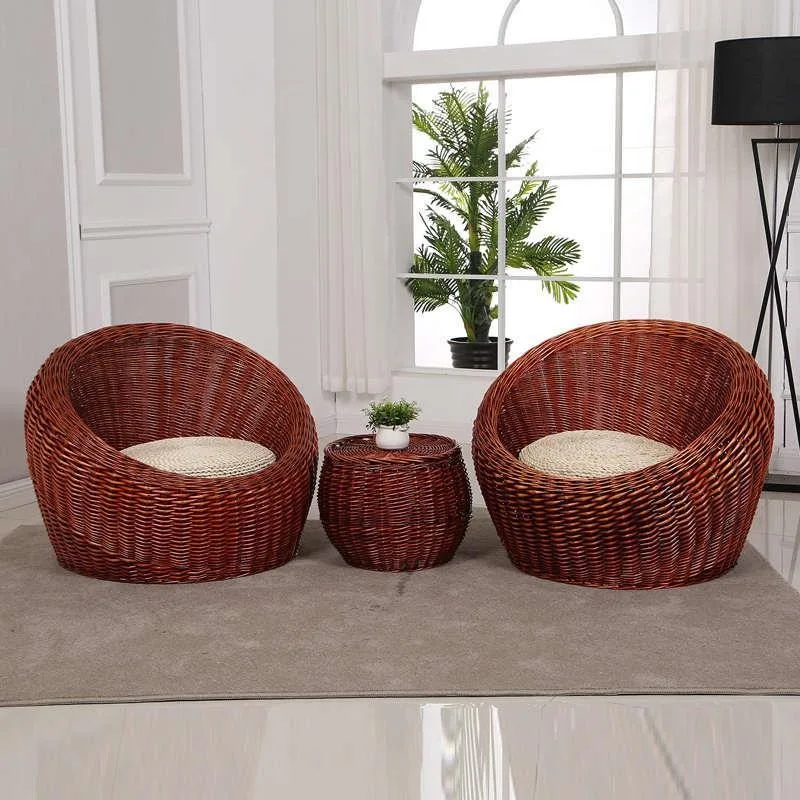 Residential furniture rattan single sofa, willow creative rattan chair rattan furniture balcony leisure chair coffee table