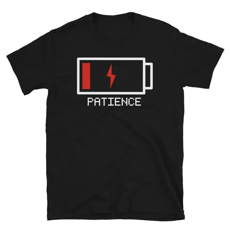 T-shirt unisexe à manches courtes avec jeu de mots humoristique « Out of Patience Impatient Novelty Humor Gift Puns »