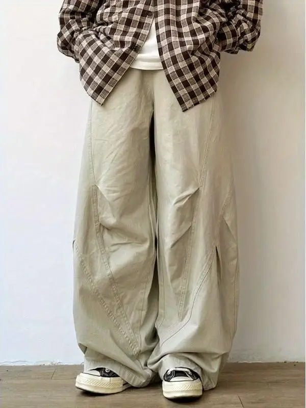 الرجعية Waed القطن مستقيم الساق سراويل تقليدية الرجال النساء فضفاضة تناسب واسعة الساق ملابس العمل سراويل طويلة ربيع الخريف العصرية