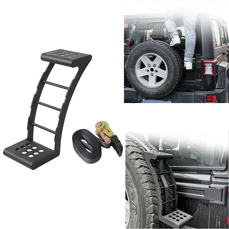 Spare Wheel Step Portable Universal Wheel Ladder Non-Slip Fit for Truck, JK/JL, Pickup with Rope Tightener Fit 24