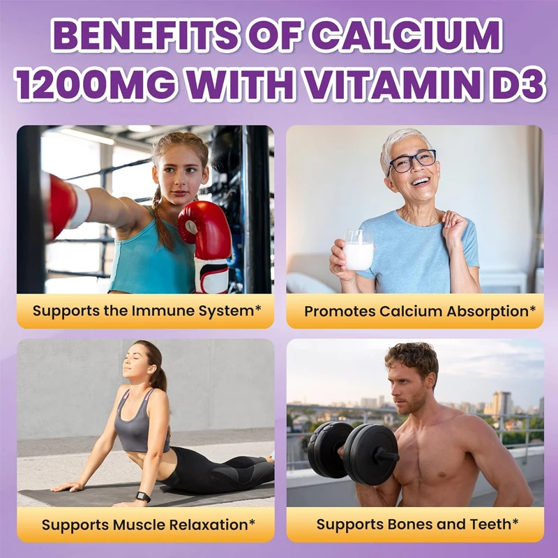 Calcium Citrate Soft Candy -1200mg Calcium Soft Candy, Containing Vitamin D3, Zinc Highly Absorbent for Bones,and Immune Support