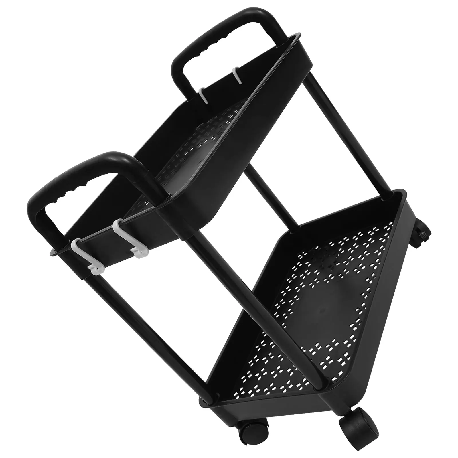 

Rolling Cart 2-Tier Storage Trolley White on Wheels for Kitchen Bathroom Laundry Room Organizer Utility Cart Mobile