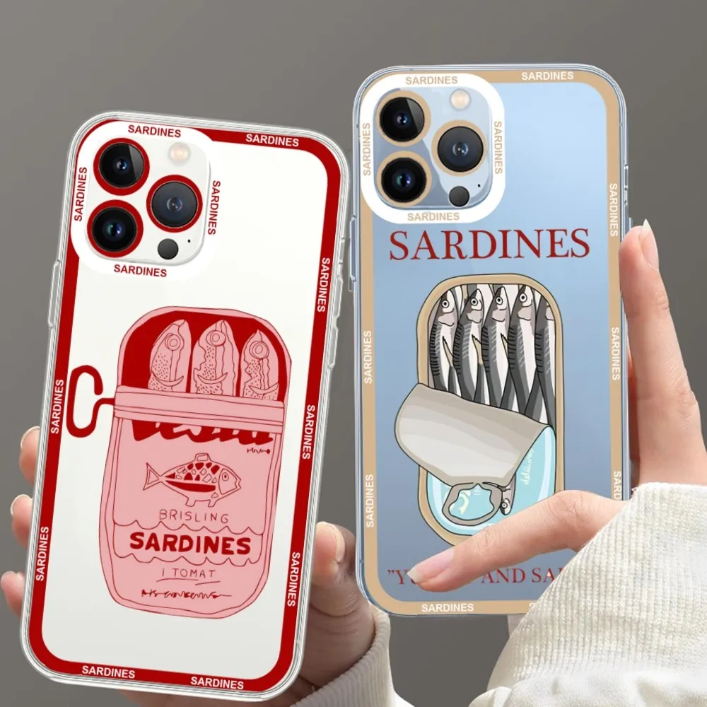 Cuadros Decoration Sardines Nordic Phone Case For Samsung S20 S21 S22 S23  Ultra Plus S10 Transparent Border Shell