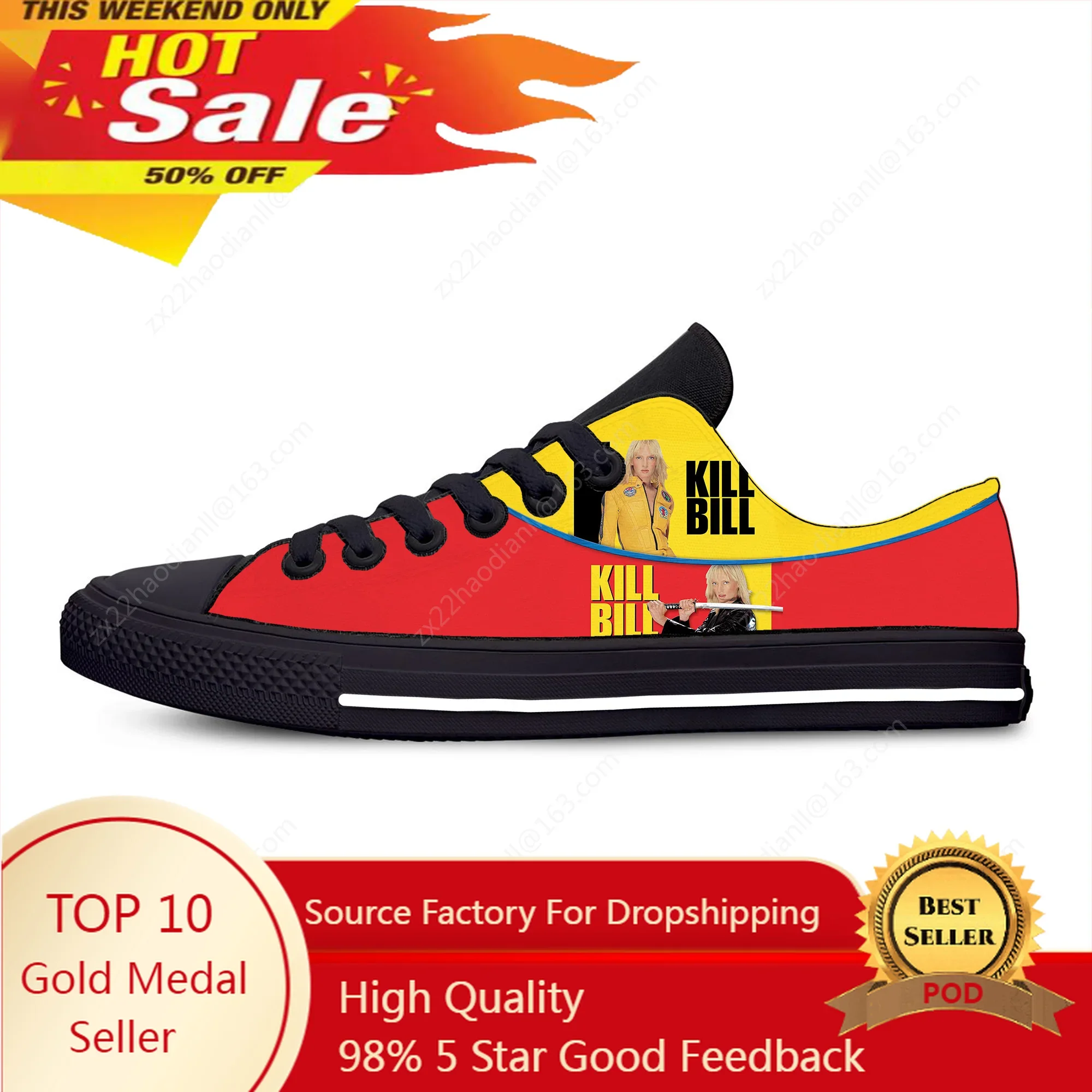 

Movie Kill Bill Low Top Sneakers Mens Womens Teenager Casual Shoes Canvas Running Shoes 3D Printed Breathable Lightweight shoe