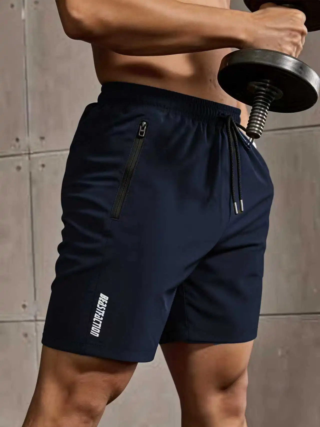 Men's Quick Dry Gym Shorts with Zipper Pockets Athletic Running Workout Shorts Breathable Training Shorts with Drawstring
