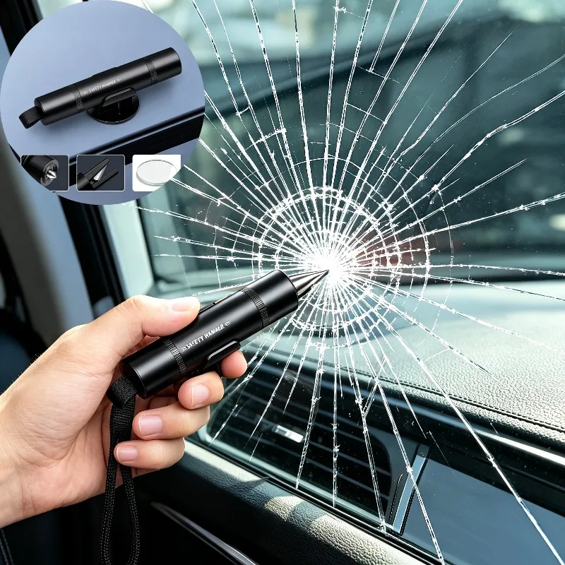Car Safety Hammer Emergency Escape Tool One Second Window Breaker Seatbelt Cutter Metal Auto Rescue Survival Tool With