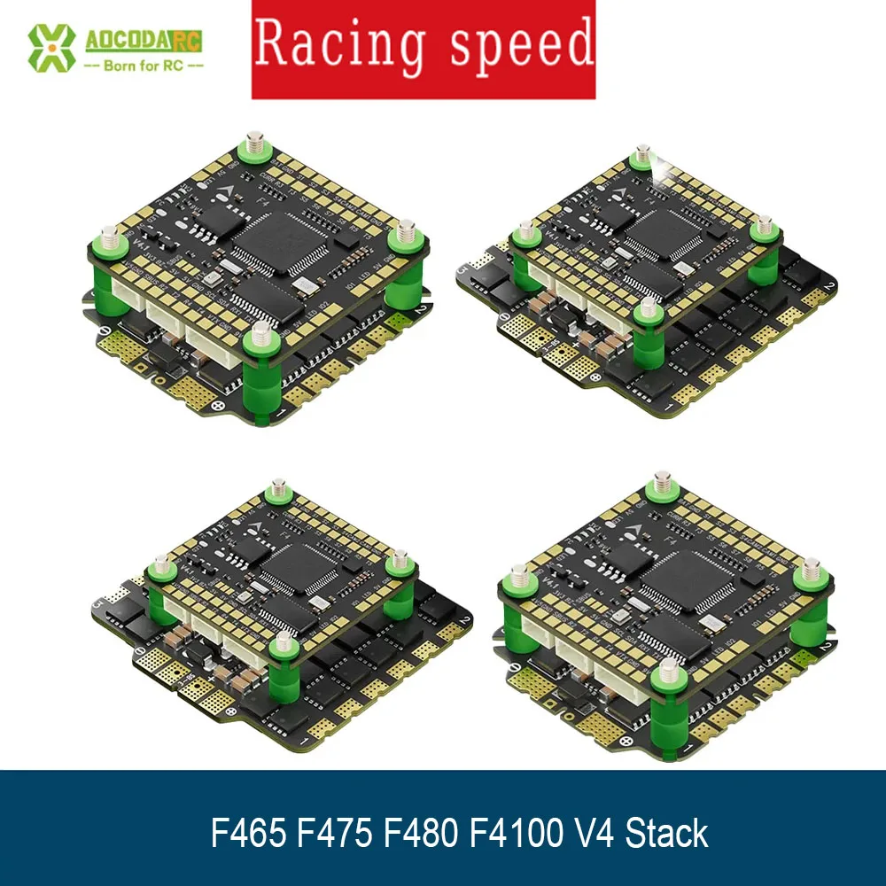 

Aocoda-RC F465 F475 F480 F4100 V4 Stack F405 V4 FC+AM32 65A / 75A / 80A / 100A 32BIT 4in1 ESC 30x30mm for FPV Freestyle Drone