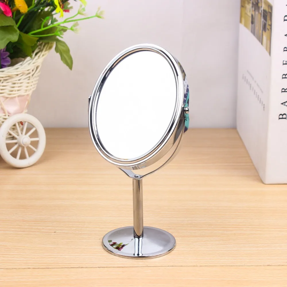 360° Rotatable Double Sided Vanity Mirror Oval Iron-carbon Alloy Desktop Stand Mirror Without Dead Corners Simple