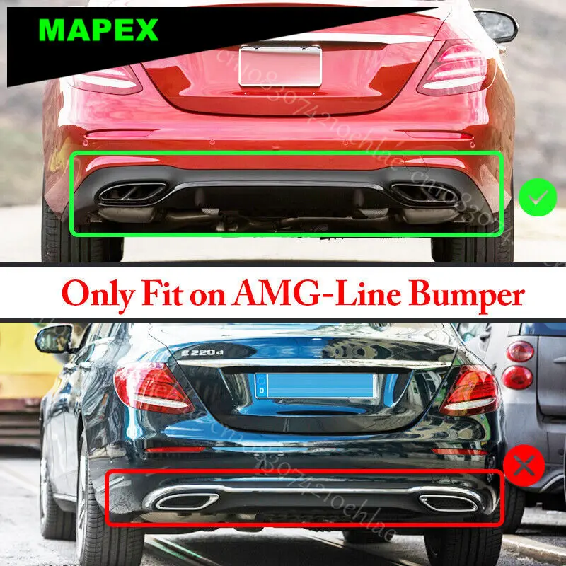 Gloss Black Rear Bumper Diffuser Lip For Mercedes Benz W213 2016-2020 AMG Type