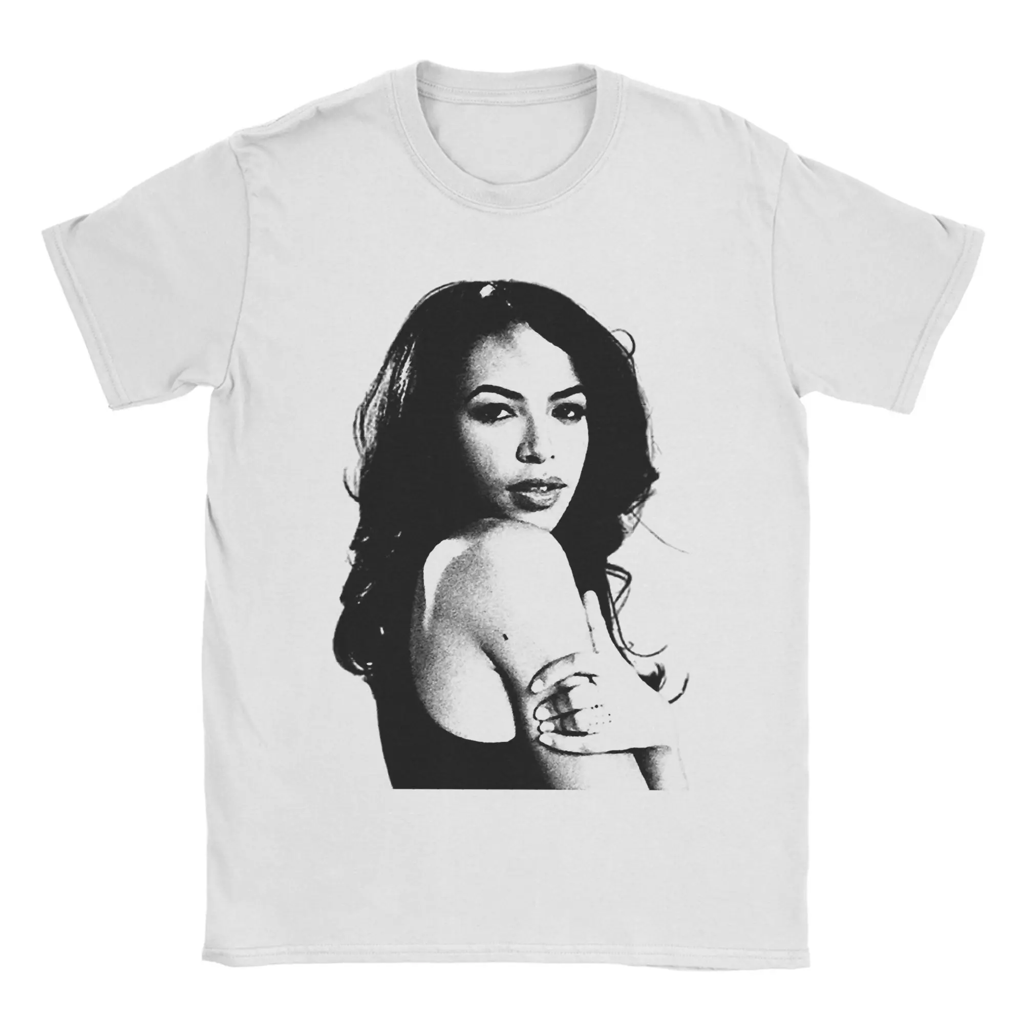 

Веселые винтажные футболки с плакатом Aaliyahs The Queen of R&B, мужские футболки с круглым воротником из 100% хлопка, футболки с короткими рукавами, идея подарка, одежда