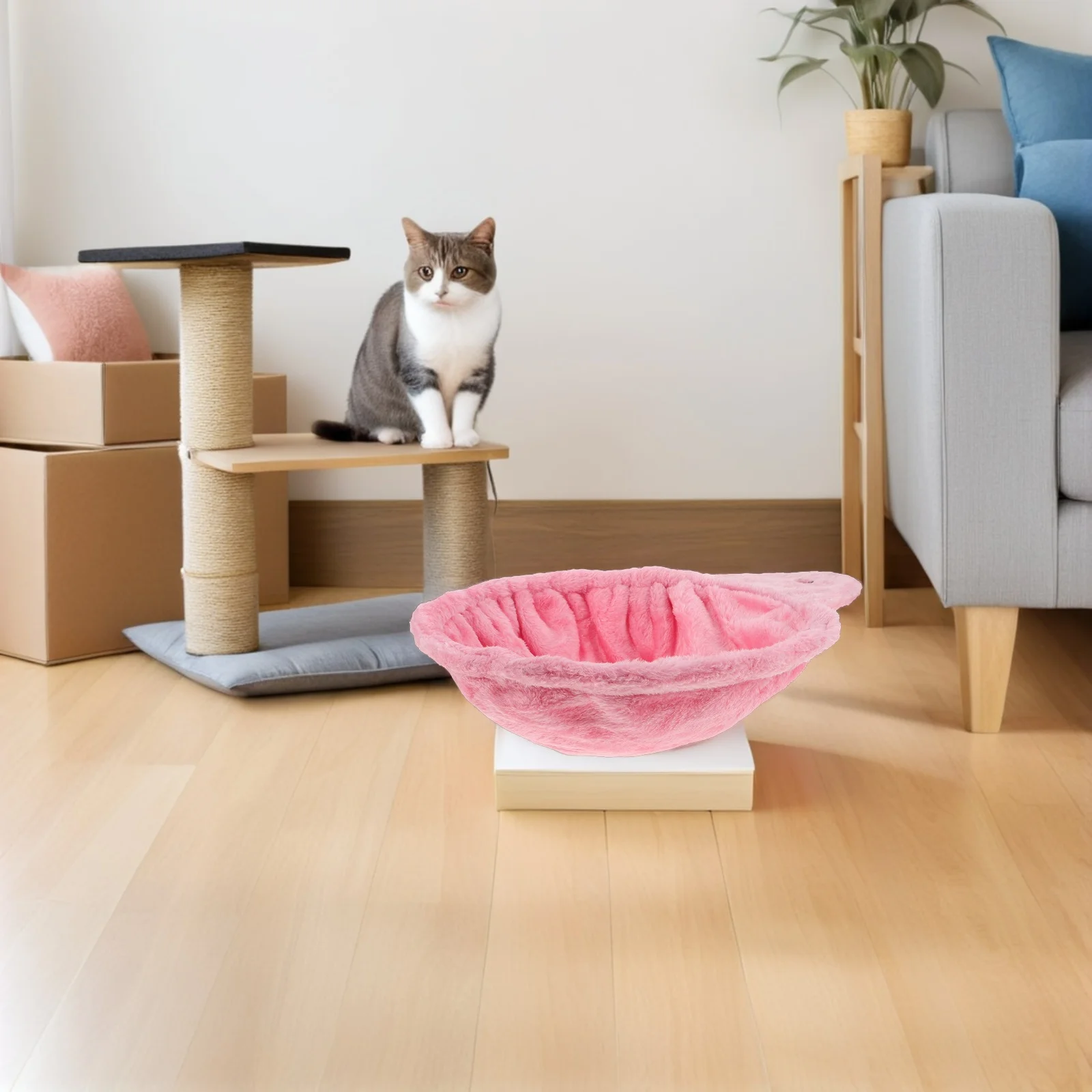 أرجوحة شجرة بديلة كبيرة مستديرة على شكل جثم للقطط سلة معلقة عالمية للقطط أثاث الحيوانات الأليفة الناعم