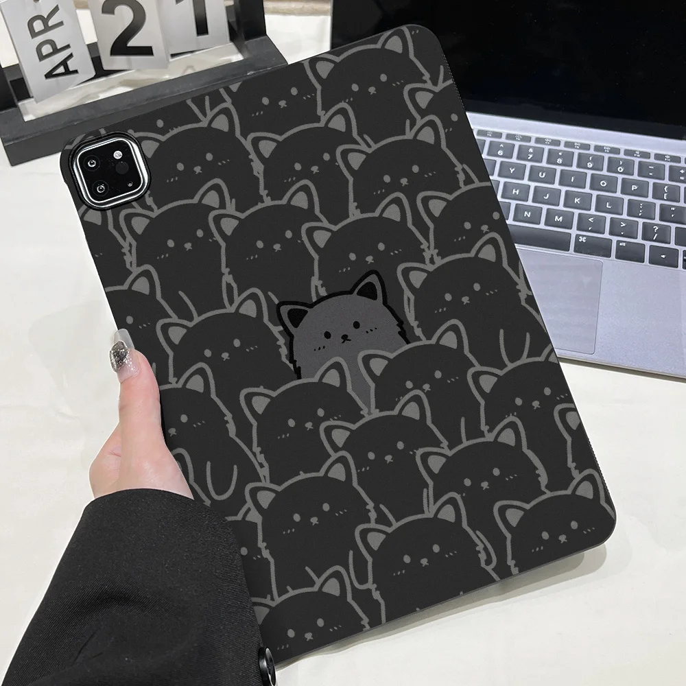 Cut Cat Tablet Cases For iPad Pro 11 13 M5 M4 2025 2024 Pro 11 12.9 2021 2022 Case iPad 11th 10th Gen 2025 2022 Black Case Cover