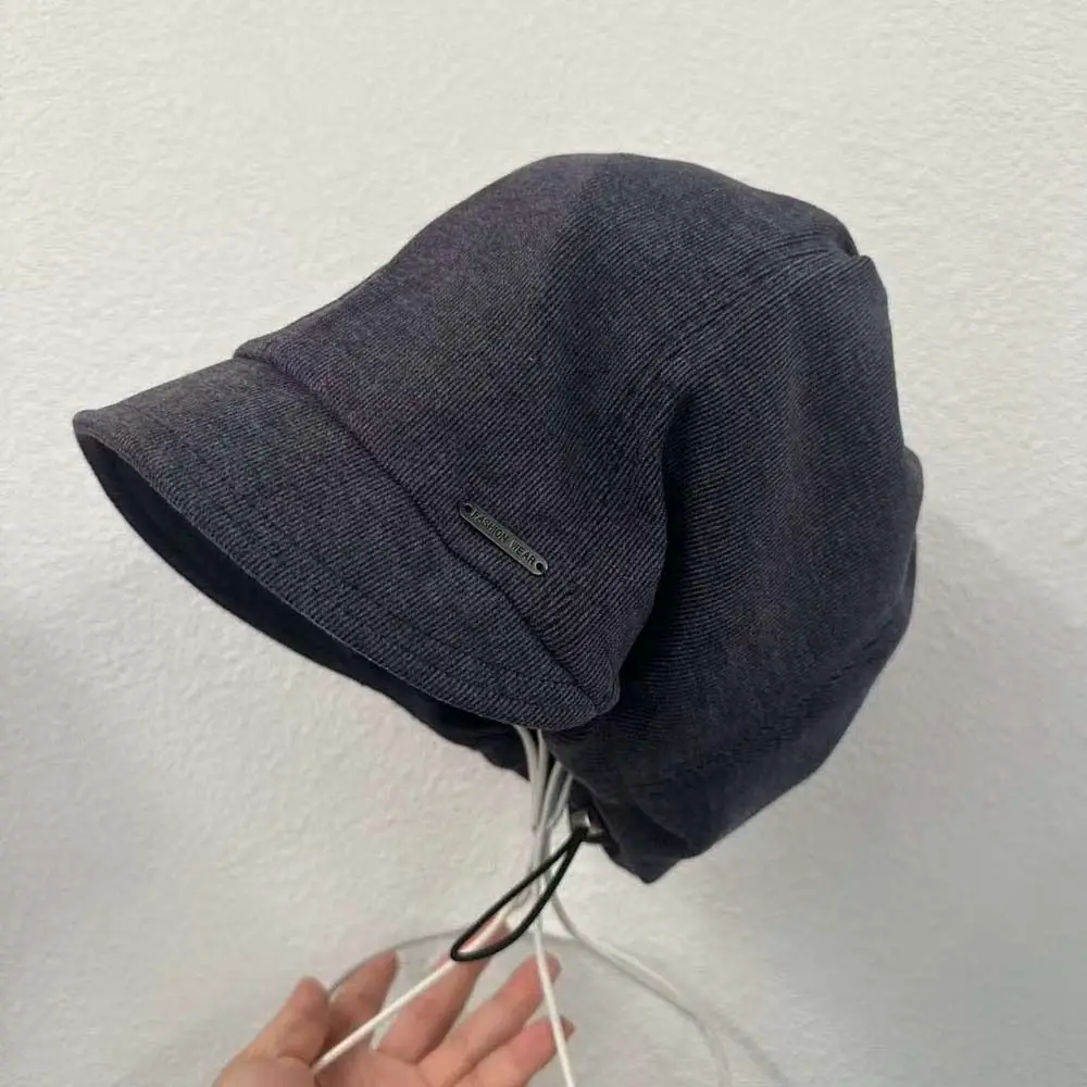 Rivet Ornament Slouchy Beret Face Framing Soft Fabric Short Brim Hat Elastic Band Solid Color Studded Beanie Students