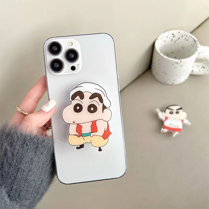 1 pz pastello Shin Chan anello fibbia accessori per iPhone simpatico cartone animato impugnatura per telefono cellulare supporto per telefono animazione auto decorazione regalo