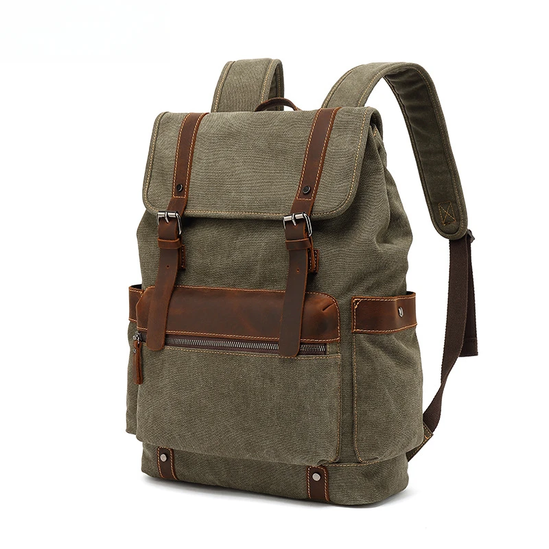 

Wear-resistant canvas shoulder retro backpack travel computer bag fashion simple retro casual large capacity