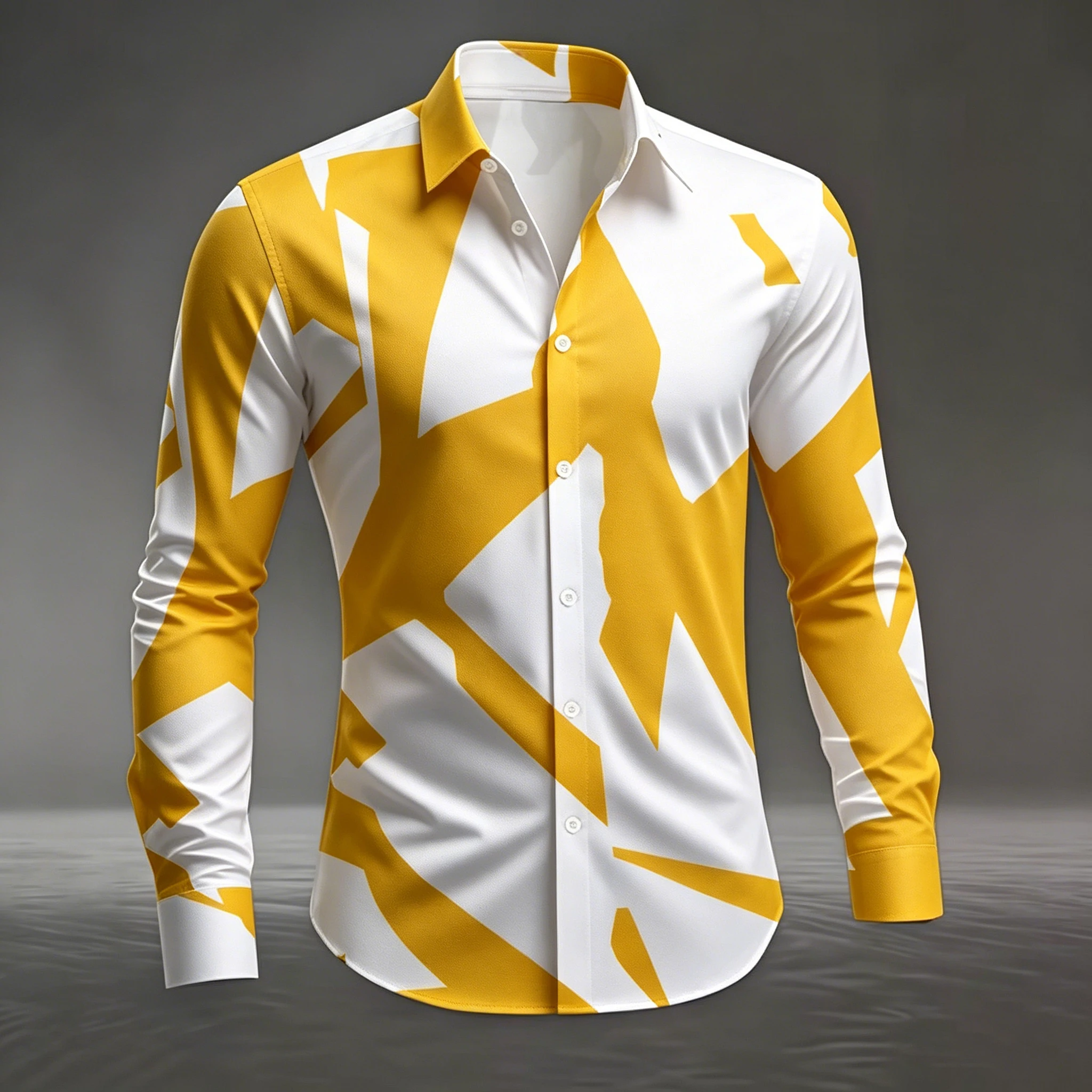 Autumn Men's Splicing Patterns Shirt Polyester Casual Men's Long sleeved shirt Breathable Home Button up shirt Fashion Men Shirt