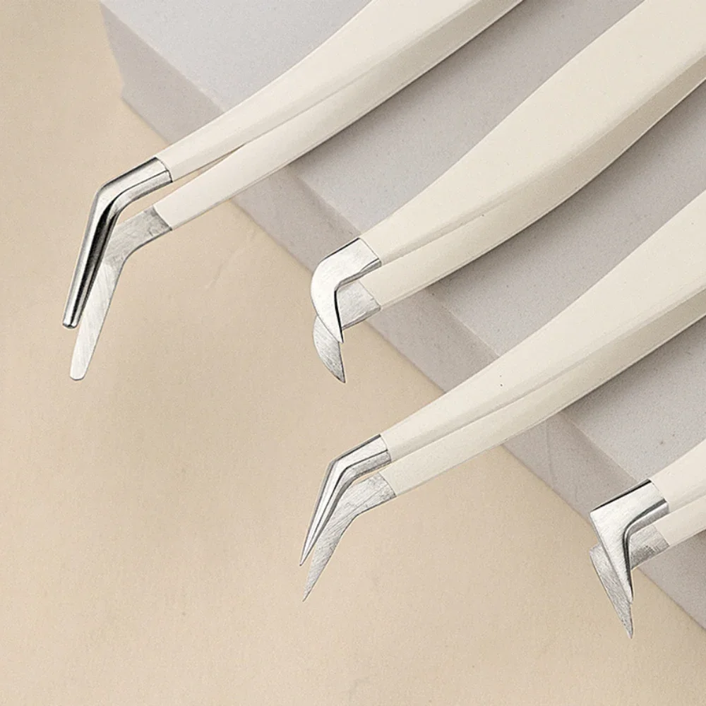 1 قطعة ملاقط الرموش الفولاذ المقاوم للصدأ عالية الدقة مكافحة ساكنة الملقط لملحقات رمش أدوات ماكياج #4