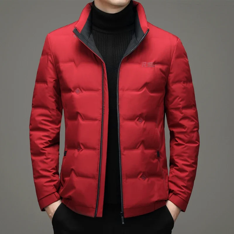 

YEAE Men's Lightweight Down Jacket Winter 2024 New Warm Duck Down Thickened Jacket Casual Light Luxury Red Coat Clothing