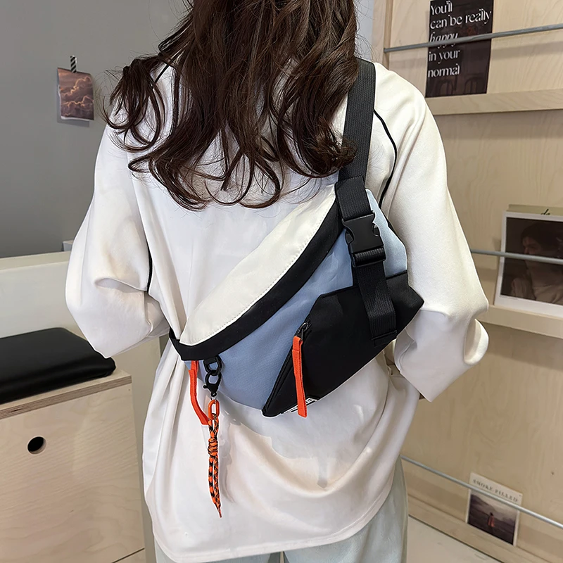 New Contrasting colors Chest Rig Bag Women Fanny Pack Streetwear Chest Bags Unisex Nylon Hip hop Waist Bag Girls Phone pocket