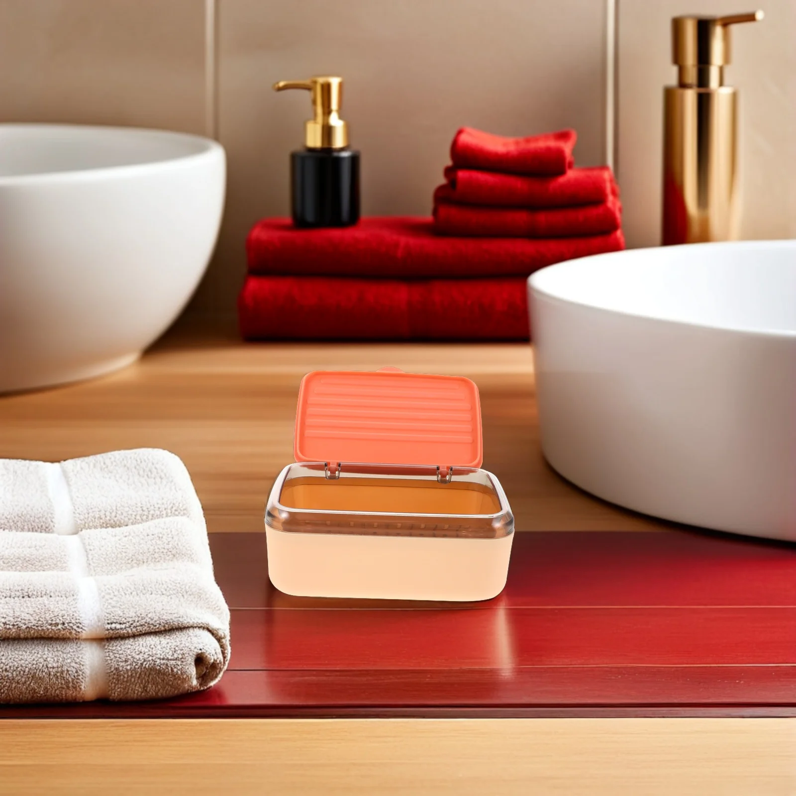 

2Pcs Double Layer Soap Holder Self Draining Soap Box Bathroom Kitchen Plastic Tray with Lid Compact Design Bathroom Plastic Tray