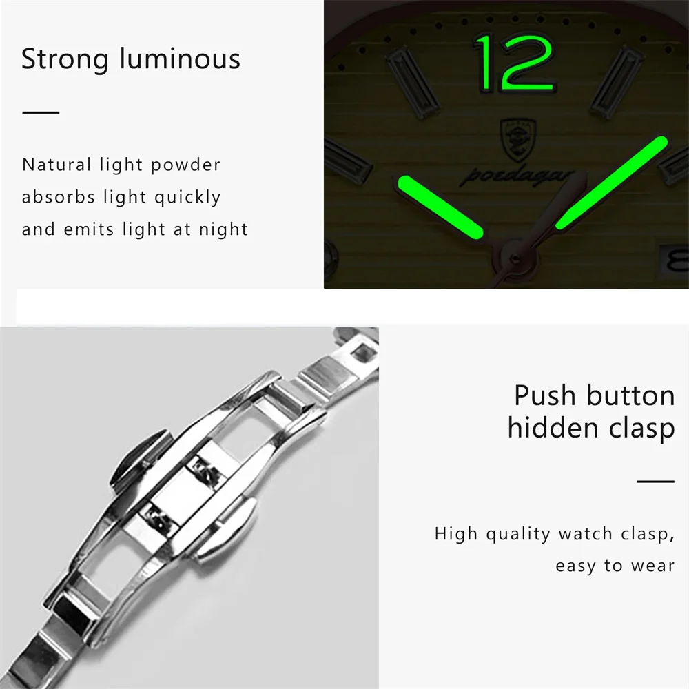 POEDAGAR Brand Luxury Quartz Ladies Watch Waterproof Stainless Steel Luminous Date Women\'s Watches Dress Clock Women Wristwatch