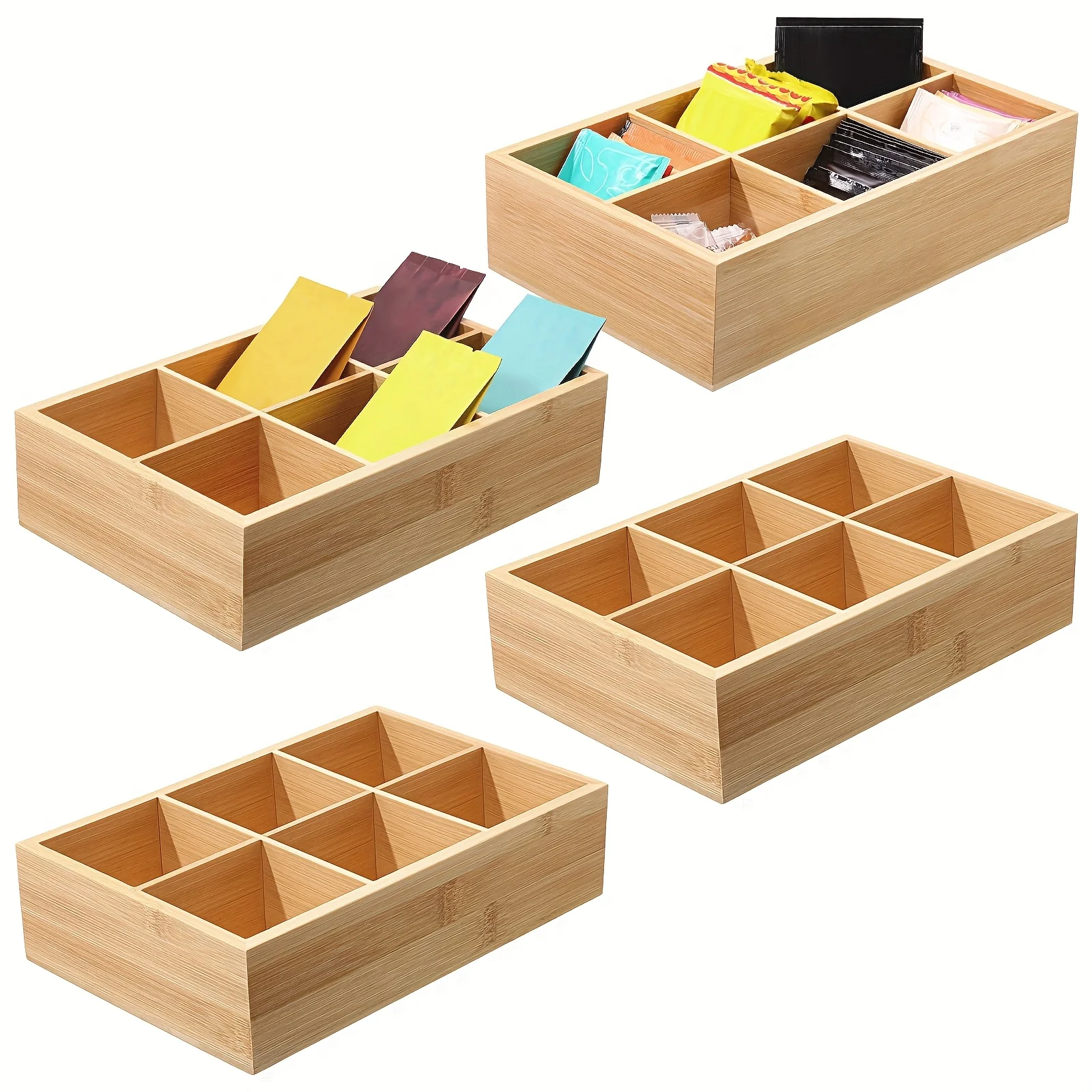 4-Piece Bamboo Divided Storage - Food Storage No Pantry 评论和价格