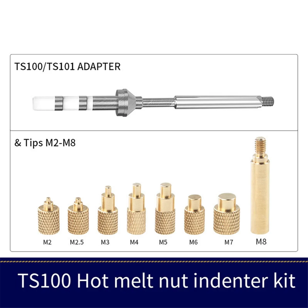 Imagem -04 - Ponta de Ferro de Porca de Inserção de Calor Ponta de Ferro de Solda Ts100 Cabeça de Rosca Interna M2-m8 Brass Inserção de Fundição a Quente