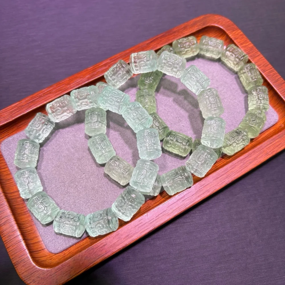 11MM Natural Green Fluorite Mosaic Bead Bracelet Women Fashion Charm Crystal Healing Energy Gemstone Yoga Jewelry 1PCS
