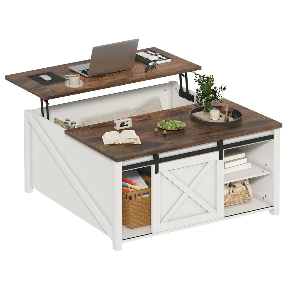

Lift Top Coffee Table with Storage, 31.5" Farmhouse Coffee Table, Square Coffee Tables with Large, Customized