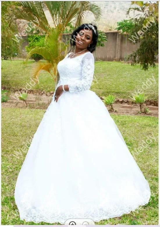 Customized New Arrival Long Sleeves Lace Appliques Wedding Dresses Court Train Vestido De Noiva Princesa Bridal Gowns