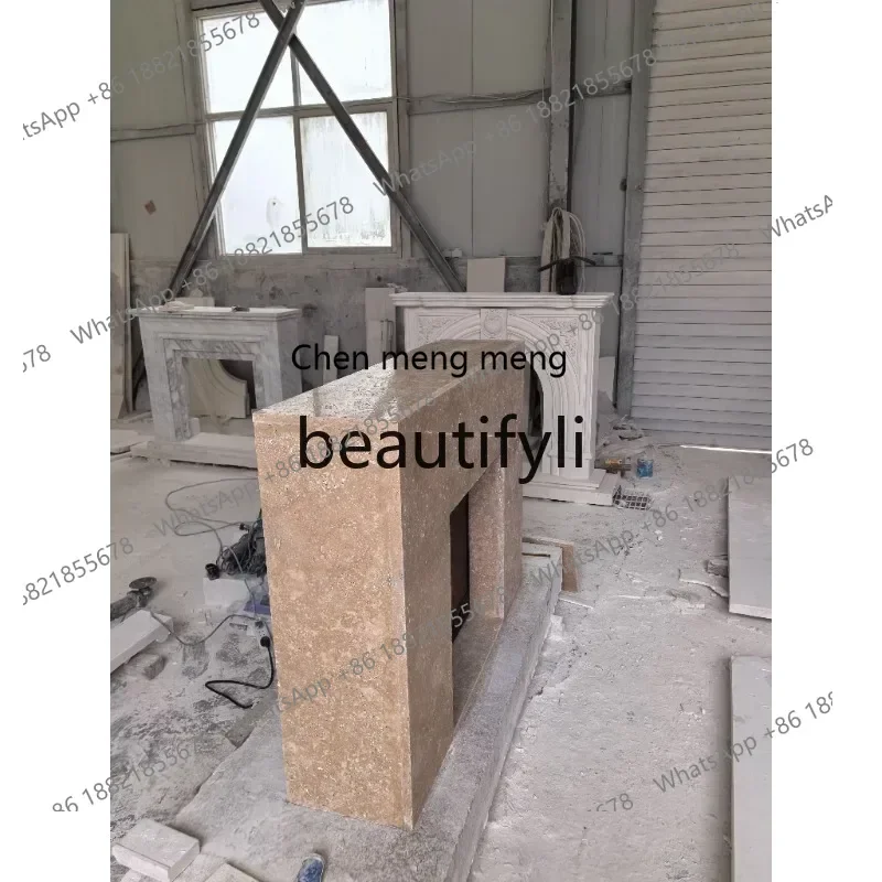 G Natural French cave stone fireplace living room simple American retro fireplace decorative cabinet