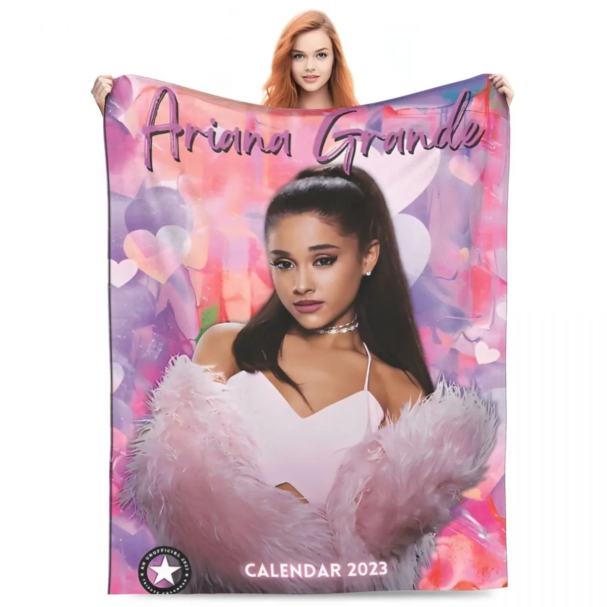 Ariana Grandes Pop Music R & B Blanket, Smile, Spring, Autumn, Portable, Warm Throw Blanket for Bed, Outdoor, Lea Piece