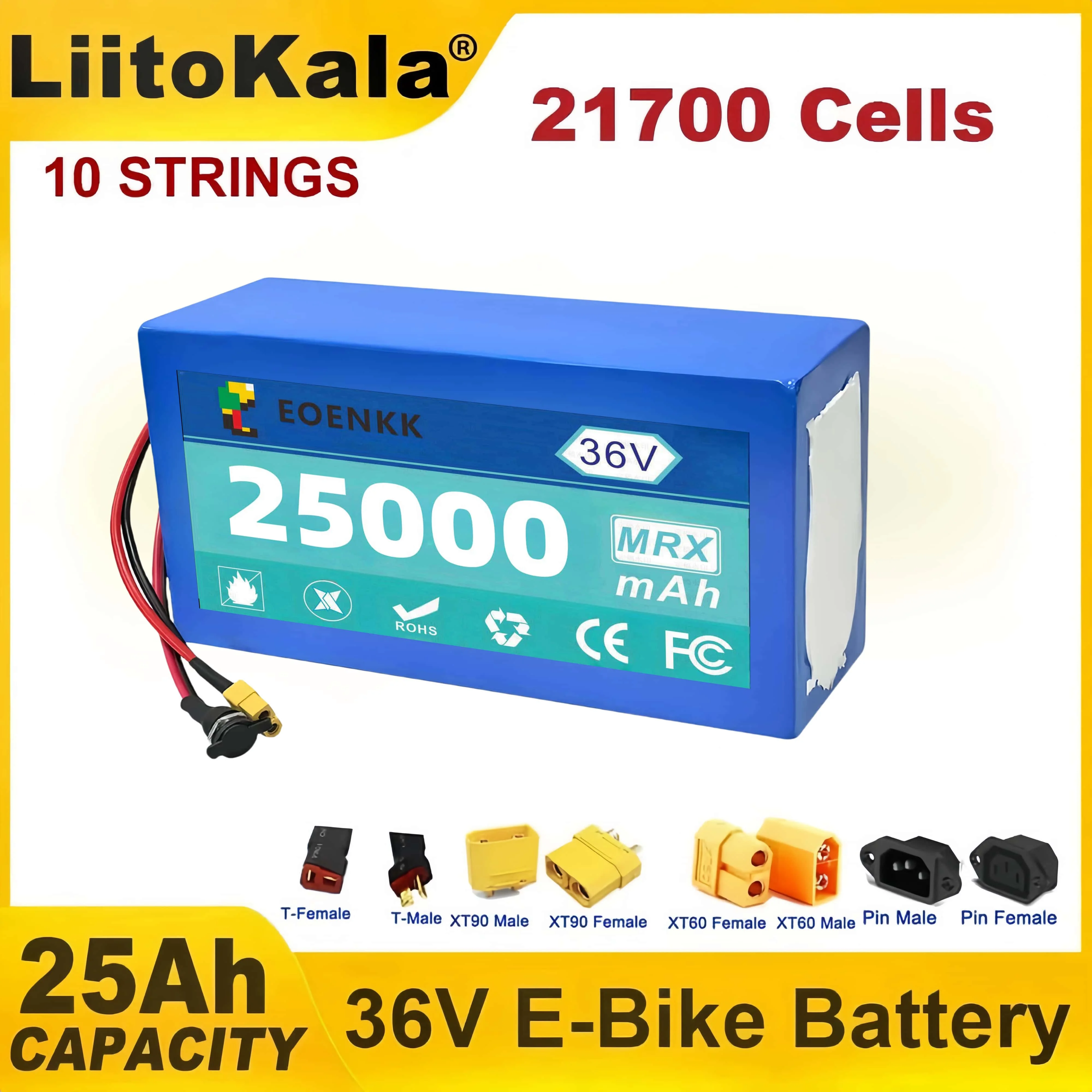 Brand-new 36V 25Ah E-bike10s5p 21700 Lithium Battery Pack 800w 1200W 1440w Built in BMS For Electric Bike E-Scooter 42V Charger