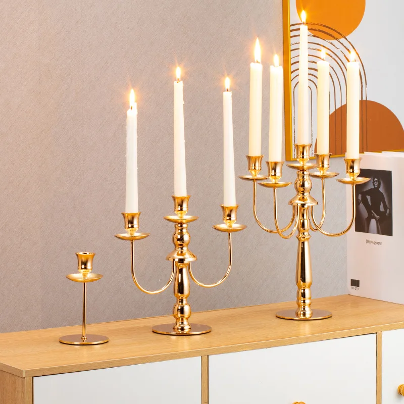 3/5 Arm  Tall Candlesticks Holder, Elegant Taper Candle Holder Centerpiece for Wedding, Church, Halloween, Dining, Home Decor