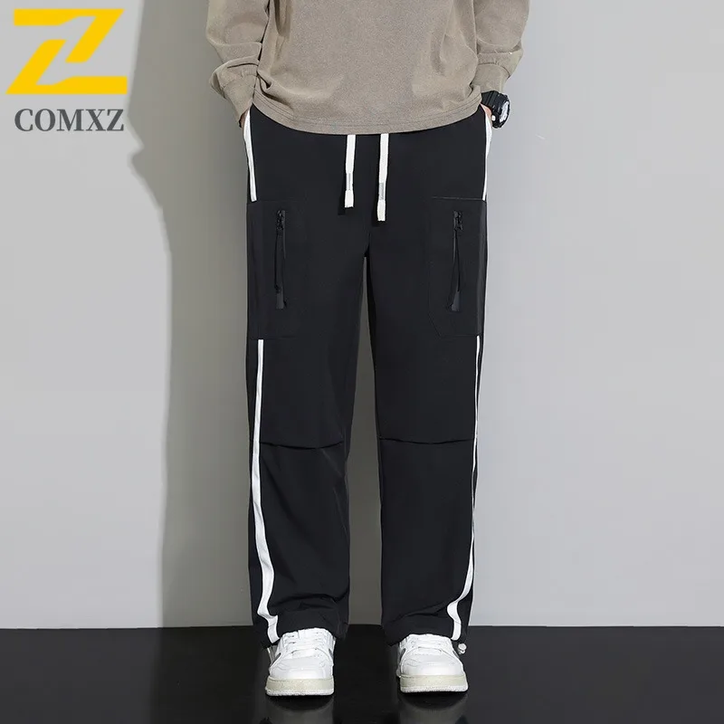 

Men's Vintage Side Stripe Pants American Style Casual Trousers Loose Fit Straight Leg College Streetwear Spring Essentials 2025