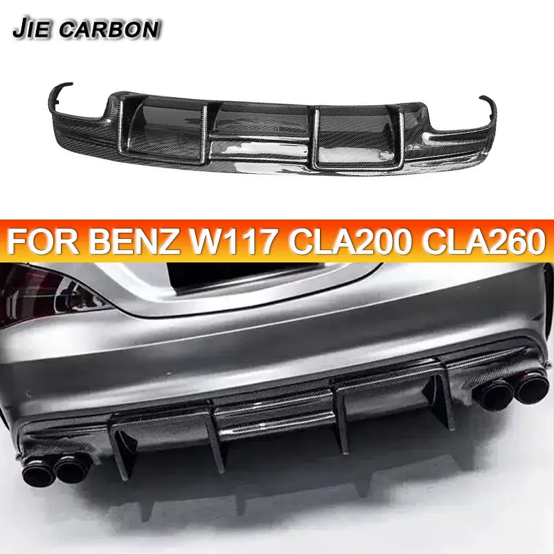 For Mercedes-Benz CLA-Class W117 CLA200 CLA260 Carbon Fiber FD Style Rear Diffuser Rear Bumper Lip Under Spoiler Splitter Kit