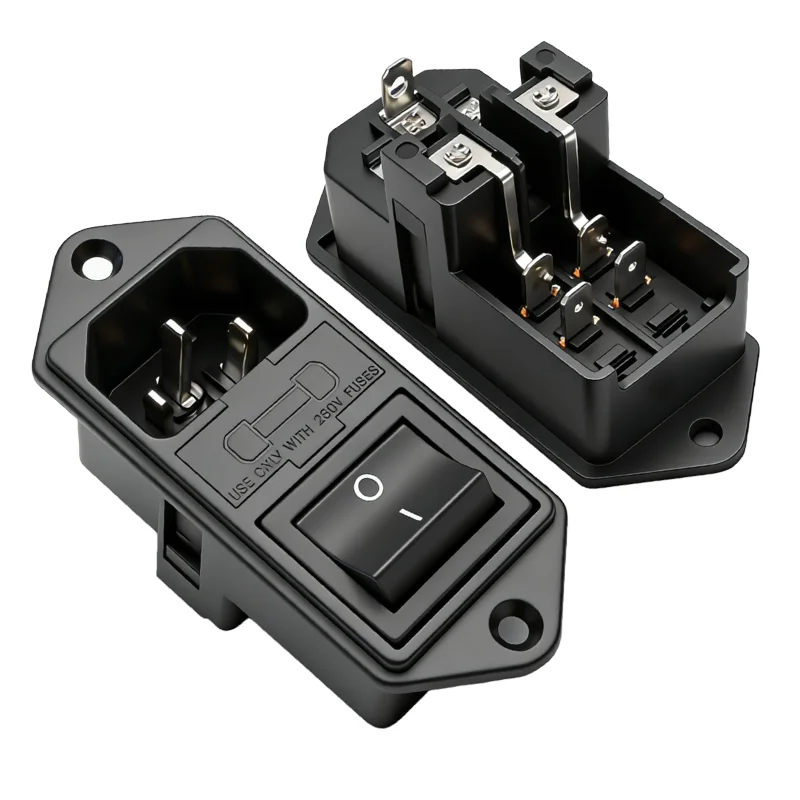 3-PIN IEC C14 10A 250VAC AC Socket AC Inlet Power Socket Led Rocker Switch With Fuse