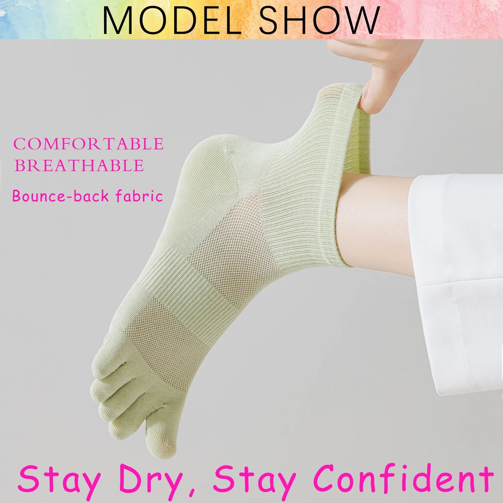 3 Paar Sommer-Zehentrenner-Socken für Damen – reine Baumwolle, antibakteriell, geruchshemmend, atmungsaktives Mesh-Design für Pilzschutz – Detail 7