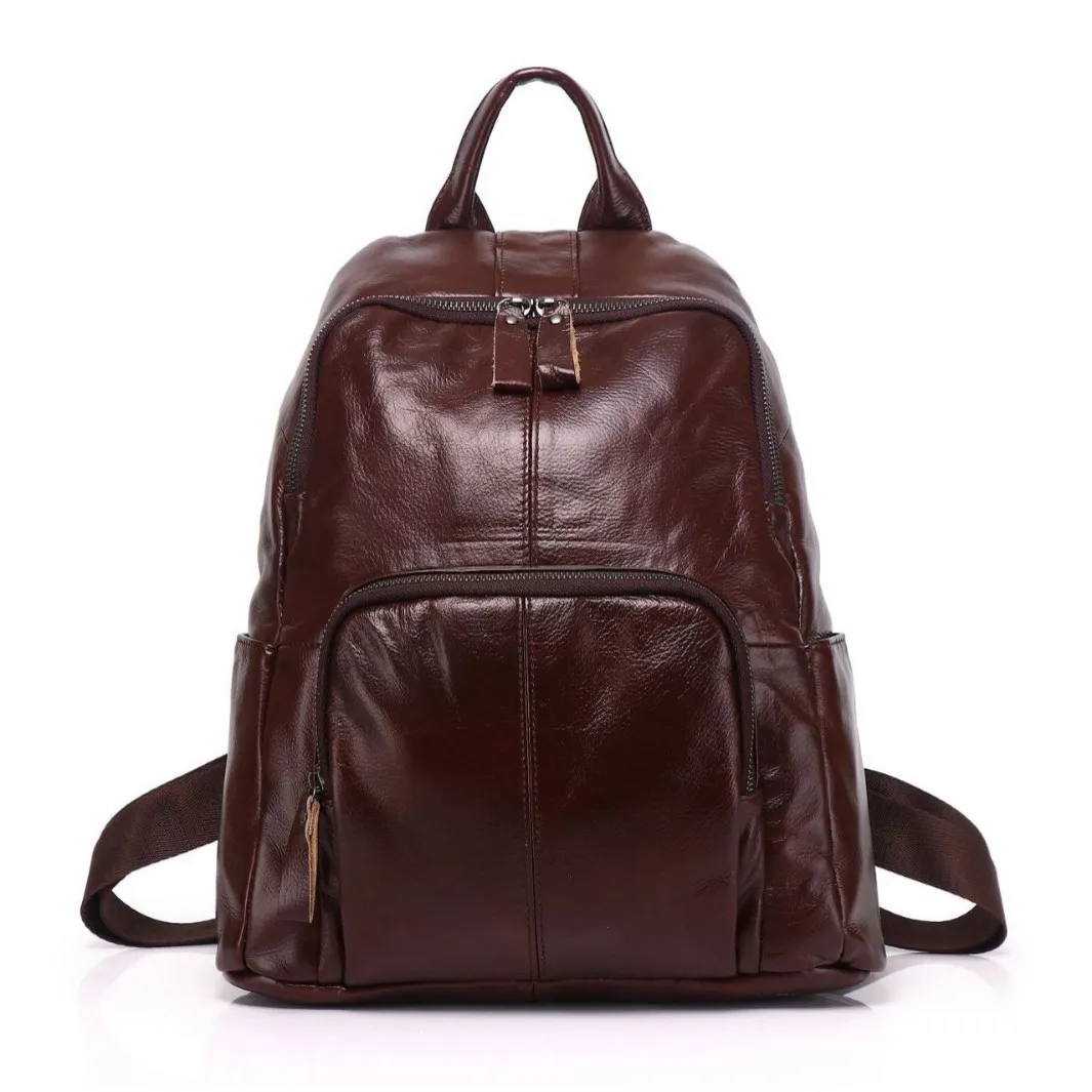 Casual Daily Genuine Leather Backpack Woman Unique Real Cow Leather Shoulder Bags Ladies Fashion Cowhide Travel Bagpack
