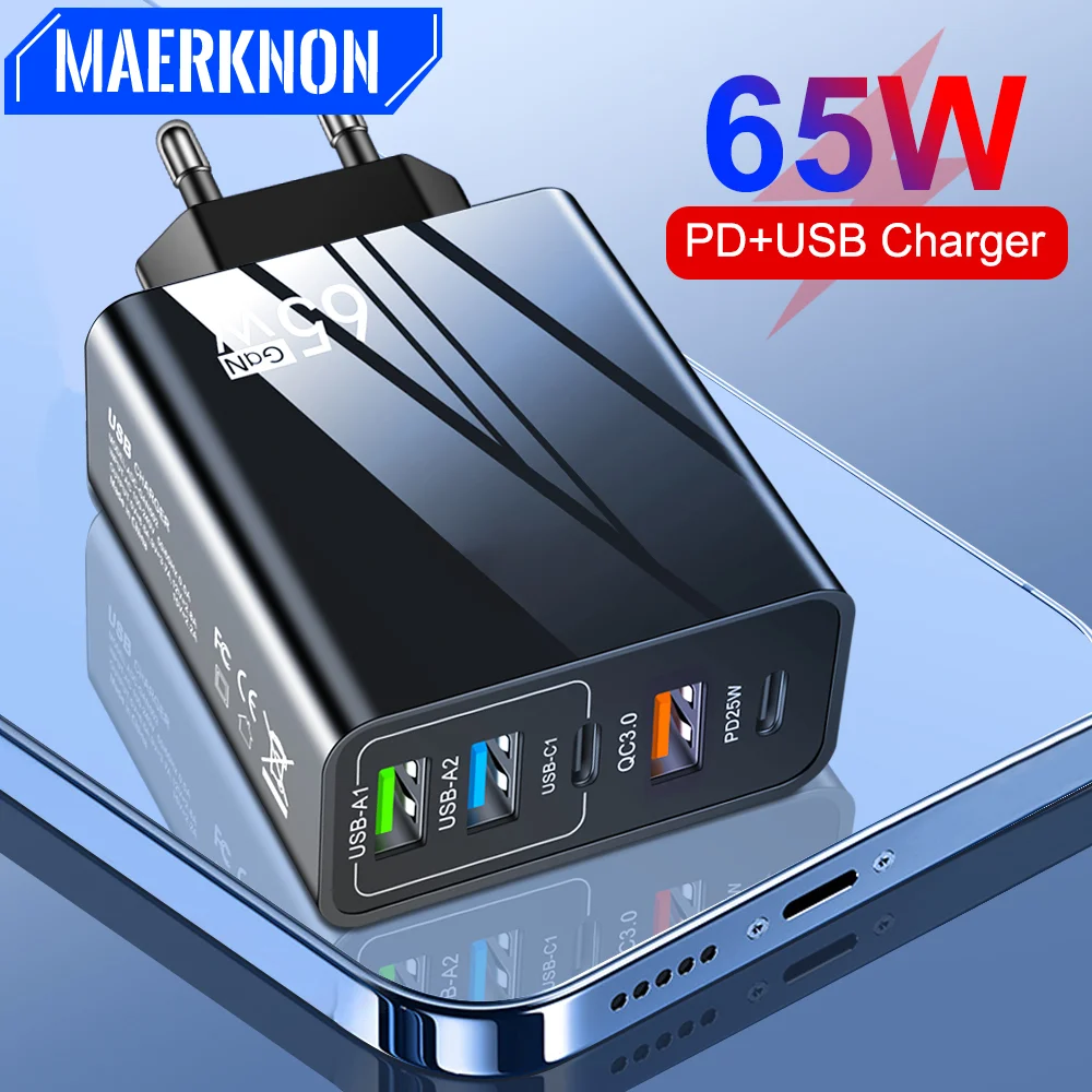 65W GaN Fast Charging Charger USB C Wall Charger Adapter For iPhone 14 pro max Samsung A23 Huawei Xiaomi 13 Redmi Quick Charger