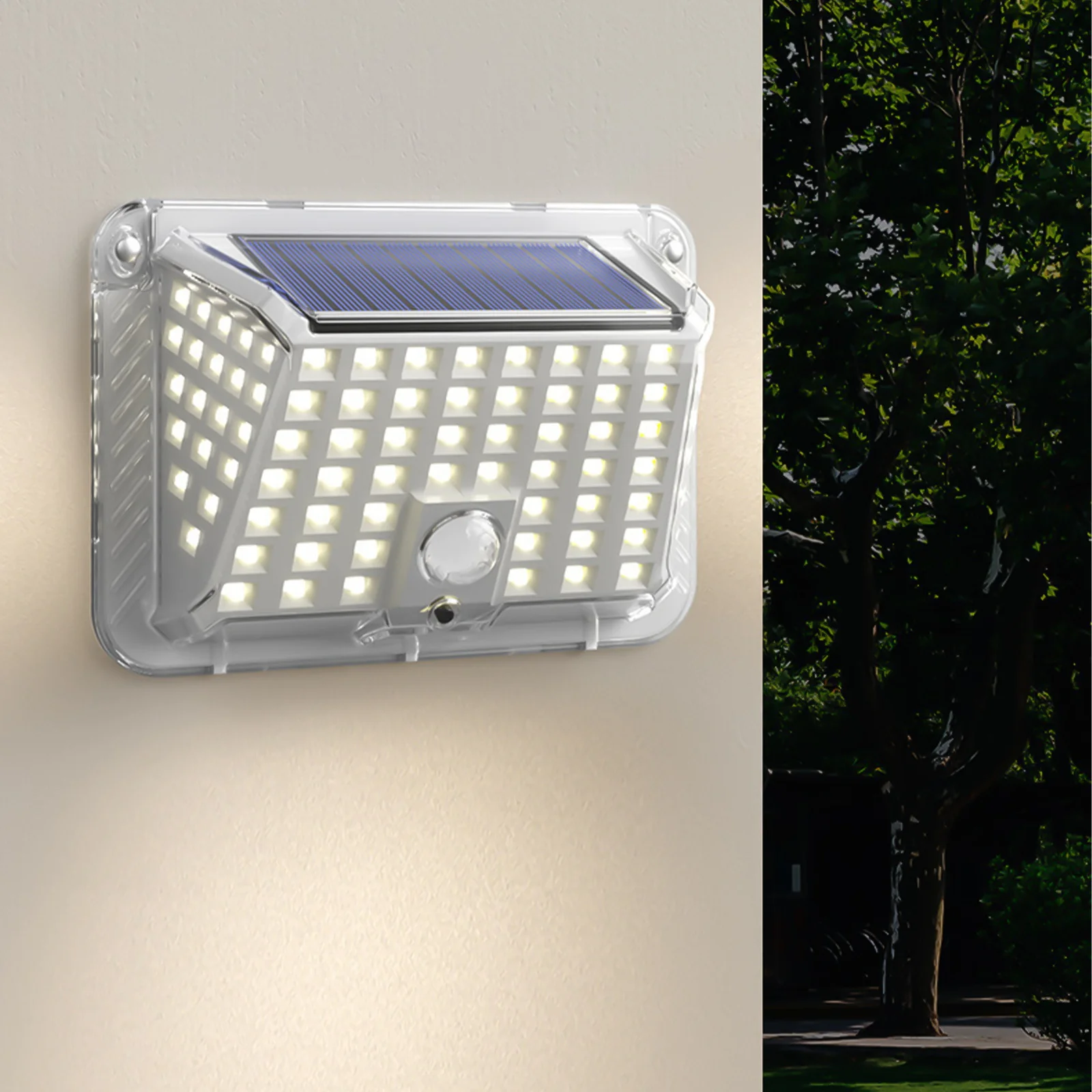 Outdoor Solar Sensor Light Wall mounted Induction Lamp Weatherproof Plastic Garden Courtyard Pathway Lighting Energy Saving