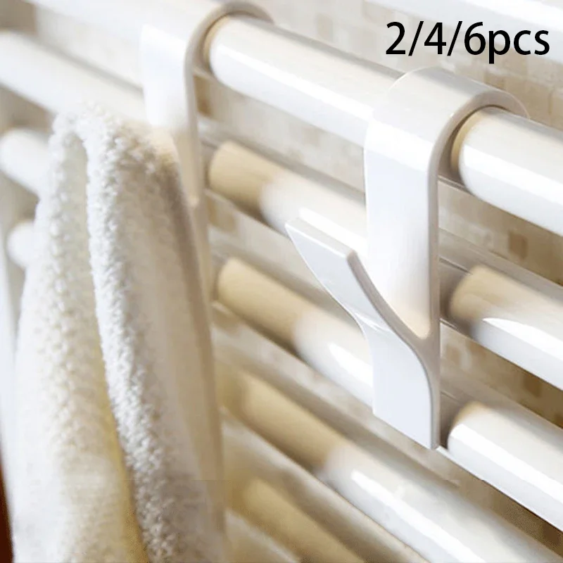 2-6pcs Hangers for Heated Towel Multi-Purpose Radiator Hooks Coat Clothes Hanger Scarf Rack Bath Hook