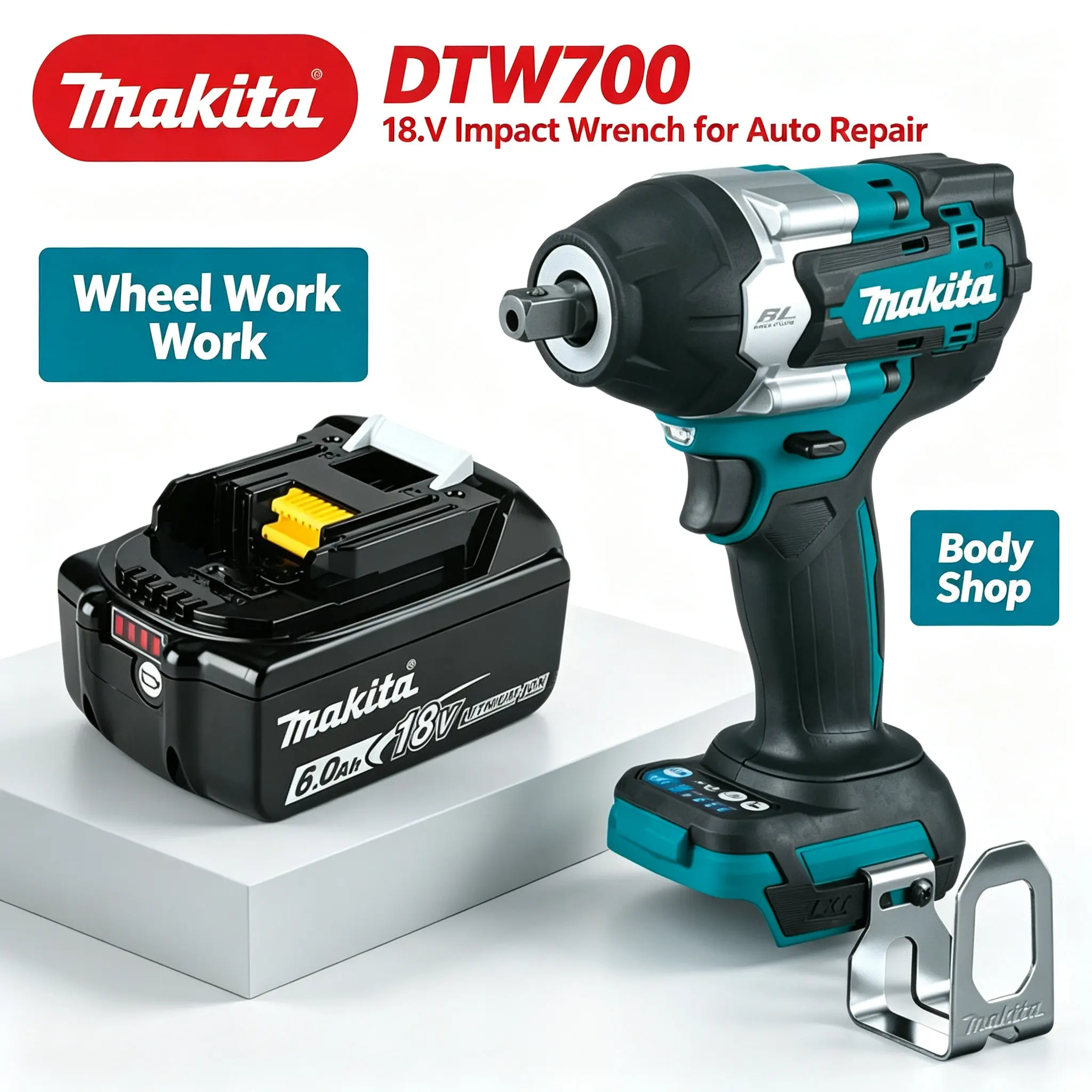 Chiave a impulsi a batteria Makita DTW700 originale, versione aggiornata, 18V, motore brushless, 1000Nm, velocità variabile, chiave elettrica ad alta efficienza, durevole, con arresto automatico