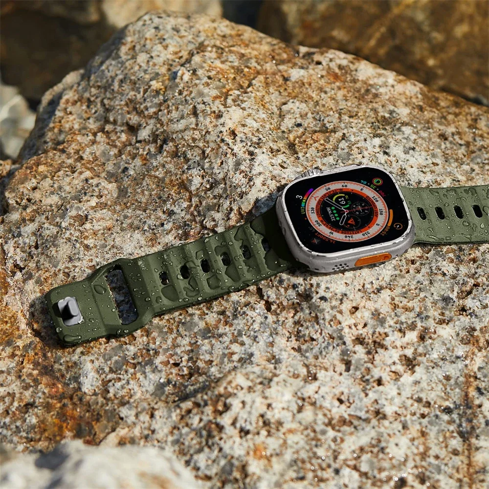 Sport Strap For Apple Watch Ultra band 49mm 45mm 44mm 42mm 41mm 40-38mm Silicone Air hole Bracelet iWatch Serie10 9 8 7 6 SE 5 4