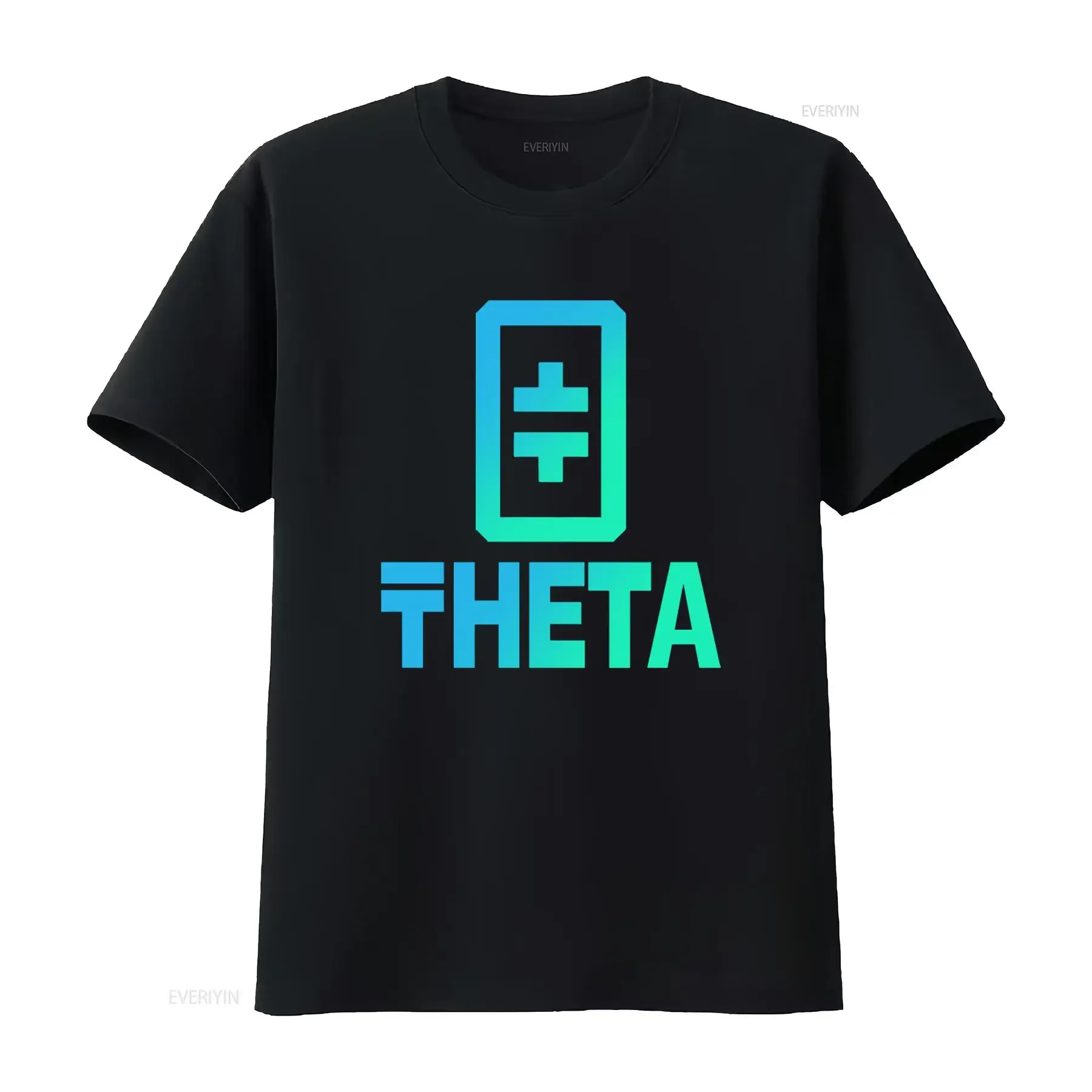 Theta Crypto Token Coin Print T Shirt Fashion vintage Washed Soft Stretched streetwear Casual homme Comfortable graphic