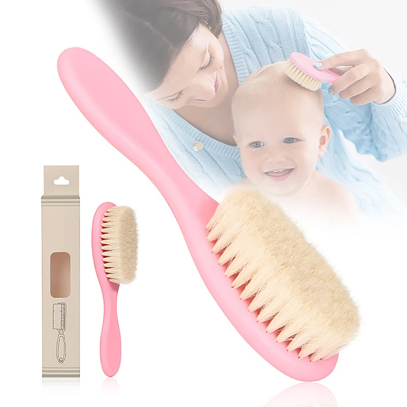 Baby Care Pure Natural Wool Baby Wooden Brush Comb Brush Baby Hair Brush Newborn Hair Brush Infant Comb Head Massager